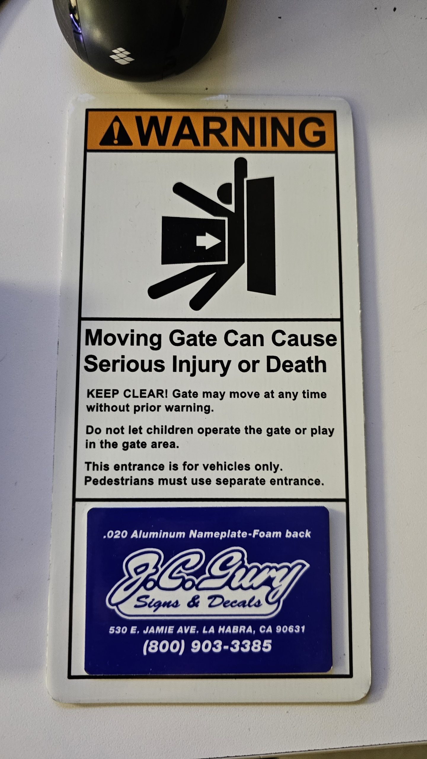 black rectangle Door & Gate Sign